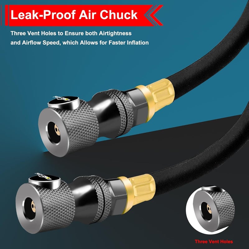 GODESON Locking Air Chuck - Patented Design, 200 PSI, Solid Brass Construction(200PSI), Quick Release for Tires, Close Flow 1/4" NPT Threads Tire Chucks Compatible with Most Air Inflators (Pack of 2) - Image 3
